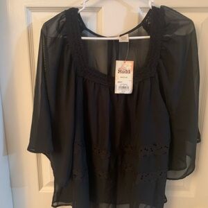 Mudd Women's Black Sheer Blouse